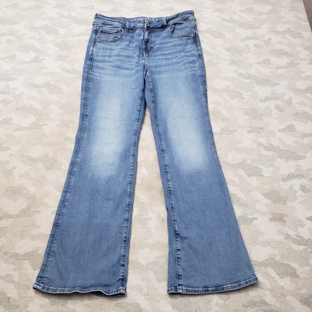 American‎ Eagle Jeans Womens 32 Blue Kick Boot Stretch Denim Medium Wash